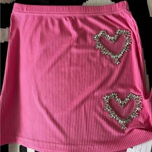 Brand New Pink heart mini skirt set with matching halter